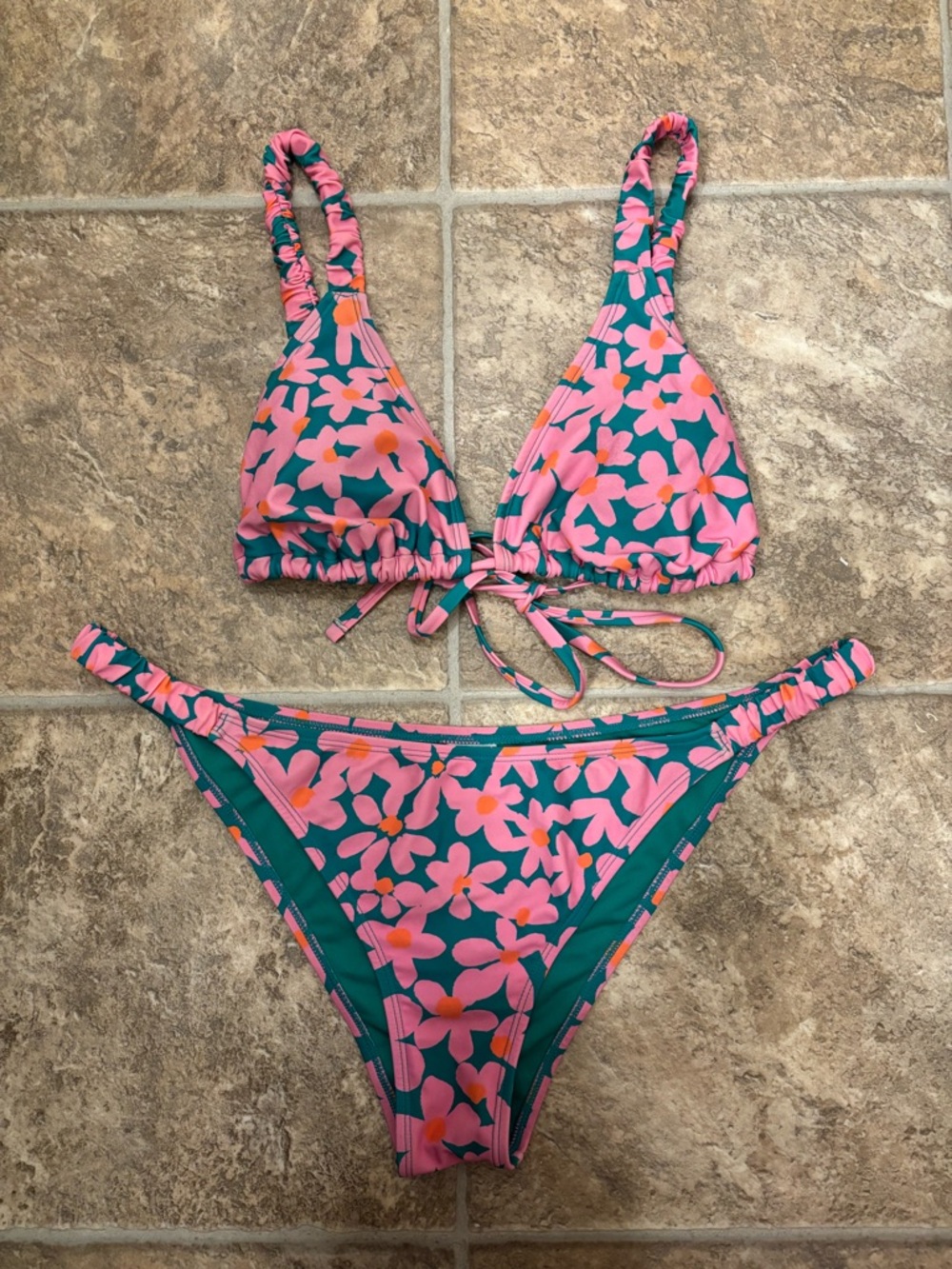 wild fable Pink & Teal Floral Bikini Set